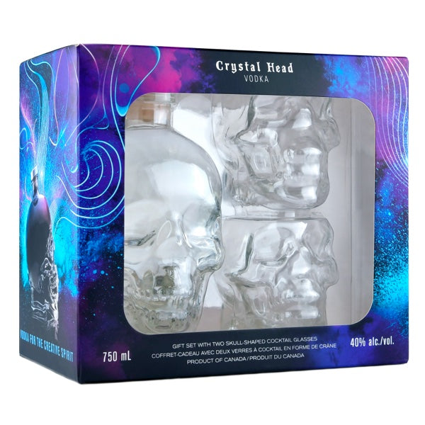 Crystal Head Vodka With 2 Scull-Shaped Glasses Set
